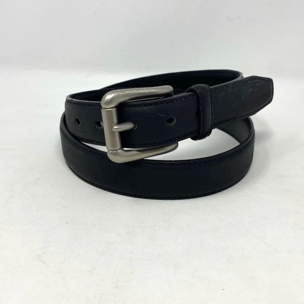 Columbia Belt Mens 38 Black Full Grain Leather Solid Brass Buckle‎ Casual Dress